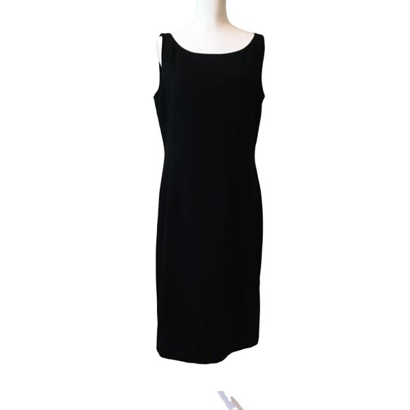 Ann Taylor Dresses & Skirts - Ann Taylor Dress Cocktail Midi Sleeveless Slit Black Crepe Lined Women’s Size 14